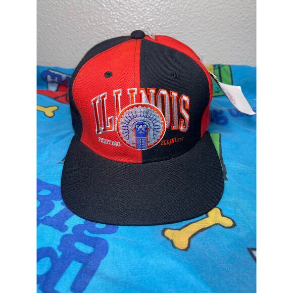 Vintage 90s Illinois Fighting Illini College Snapback Magic Sam jung NWT - Picture 1 of 6